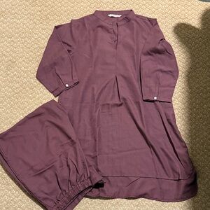Purple Long Sleeve Tunic and Pants Set